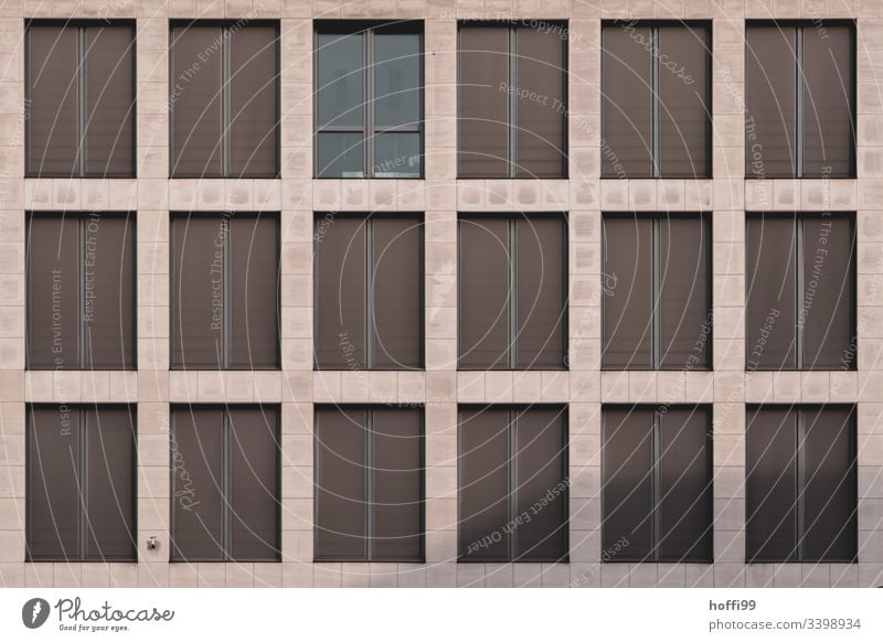 Facade with closed blinds Venetian blinds Window Design Pure Brown Bank building Might closed windows Closed Exterior shot Wall (building) Wall (barrier)