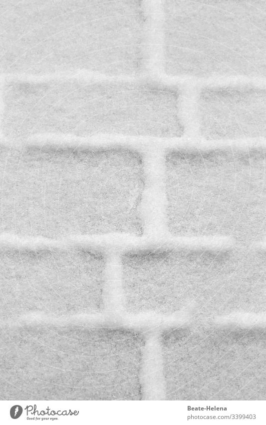 Snow pattern on bricks Winter Cold Frozen Powder snow Bricks White Drawing graphically Exterior shot