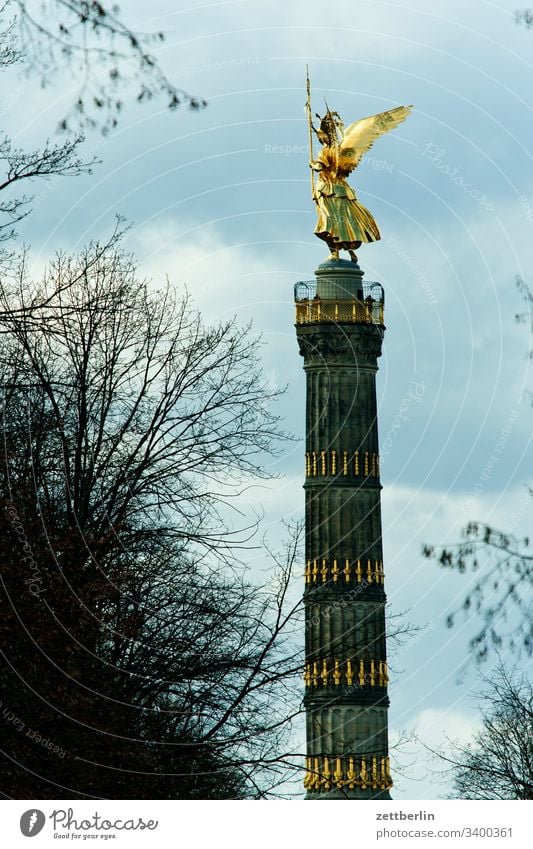 Victory column from Fasanerieallee on the outside Tree Berlin leaf gold Charlottenburg Monument Germany else Figure spring Spring Gold Goldelse victory statue
