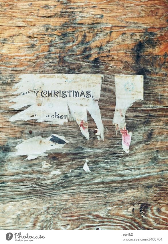 after the party Wood Wall (building) Paper Scrap remnants Poster Remains Invitation christmas party Denglish hip Cool Wood grain Ravages of time