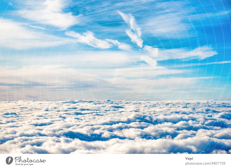 Aerial view of blue sky with layers of white clouds aerial nature cloudscape cumulus cirrus fluffy stratus beautiful high beauty above heaven weather natural