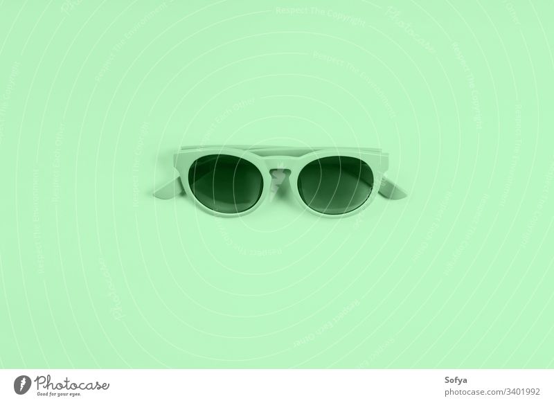 Mint green sun glasses. Color 2020 flat lay color fashion neo mint summer trendy light green design mentol spring modern springtime nature neo green green mint