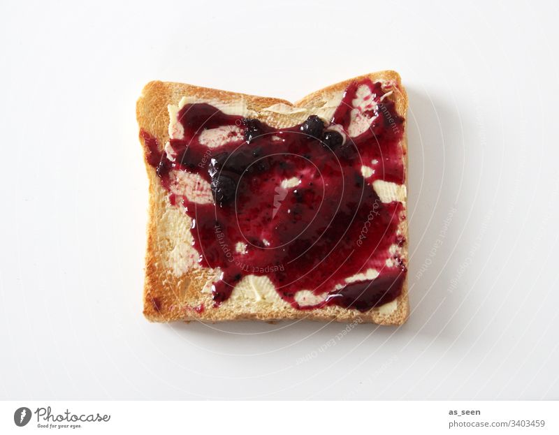 Toast with jam Slice Food Breakfast Nutrition Bread Colour photo Delicious Interior shot Deserted Vegetarian diet Day Close-up Appetite Fresh Copy Space bottom