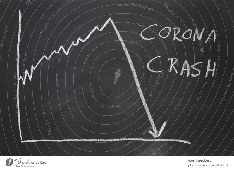 corona crash - hand-drawn graph showing stock market collapse economy crisis coronavirus finance down arrow financial loss recession business diagram investment