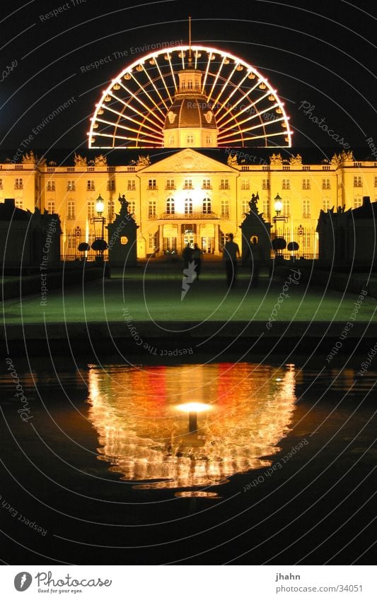 Karlsruhe Castle with Ferris Wheel at Night Ferris wheel Architecture 2002