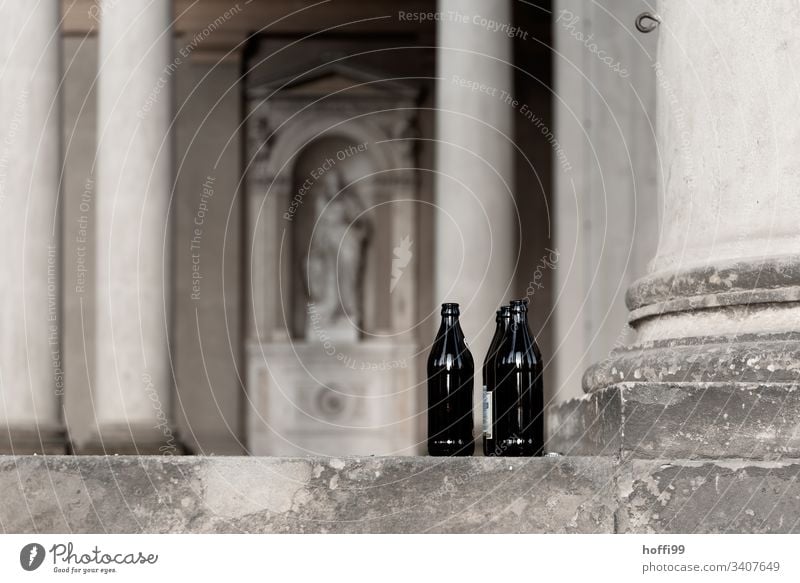Empty bottles in Sanssouci Palace Beer bottles Column Structure Bottle Alcoholic drinks Drinking Alcohol-fueled Intoxicant Loneliness Deserted Dependence Glass
