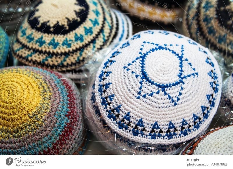 Headgear, crocheted kippa with Star of David Headwear Judaism Kipa Israel Religion and faith jew Handcrafts Crochet Sell sales booth Jewish levi Belief Eternity