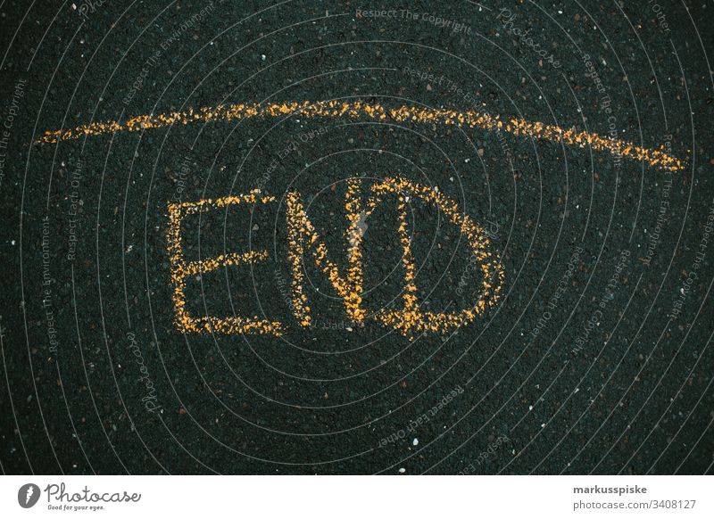 END painted with chalk Chalk Chalk drawing chalk writing Street Street art End Text Target Yellow