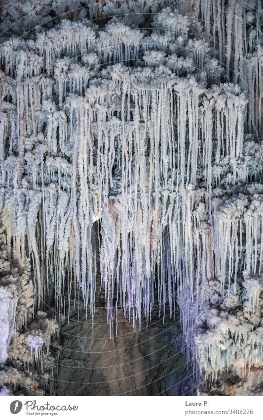 Close-up of icicles of salt background beautiful cave cold frost frozen frozen salt icicles geology ice inside a cave inside a salt mine landscape layers