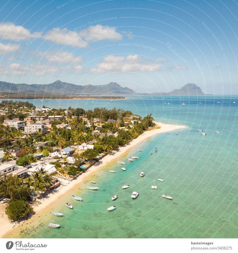 Top down aerial view of tropical beach in Black River, Mauritius island. black river mauritius tamarin water background beautiful blue green holiday landscape