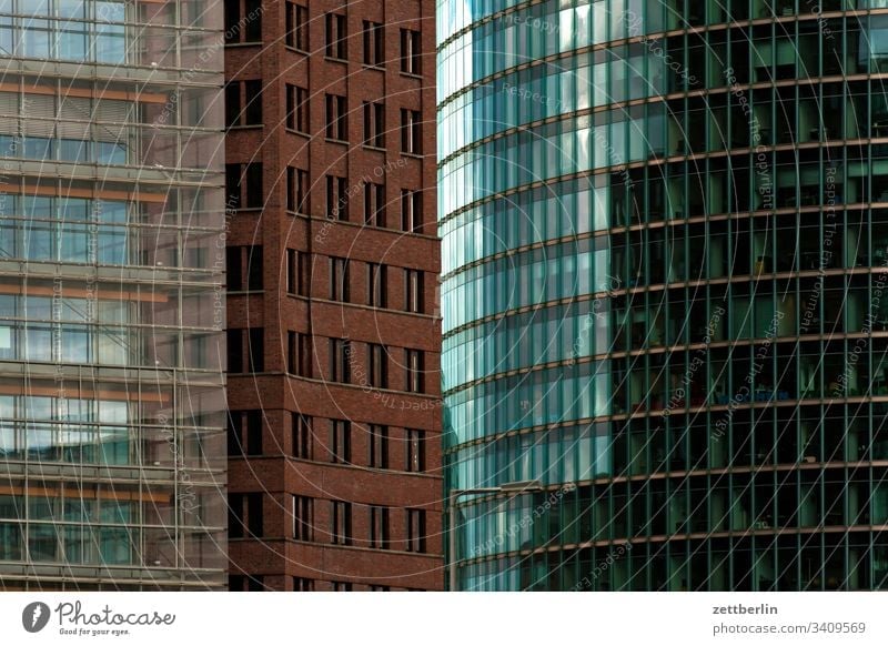 Potsdamer Square Architecture Berlin Office city Germany Worm's-eye view Capital city House (Residential Structure) Sky High-rise downtown Middle Modern