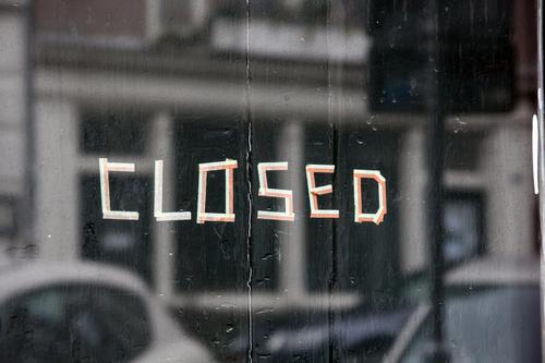 closed lettering on shop window Closed Shop window Window too bankrupt bankruptcy broke Illness Quarantine forsake sb./sth. business Load