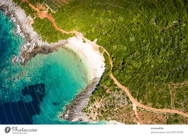 Aerial view coast Albania Ocean seascape Water Vacation & Travel Summer Coast Beautiful Rock clear water Adriatic Sea UAV view Aerial photograph Dugout