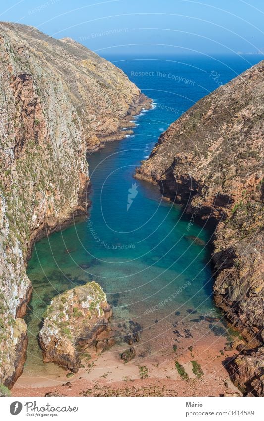 Coastal view of Berlengas Island crystal water europe sea portugal nature island landscape mystical peniche outdoor prison day beach old travel exterior