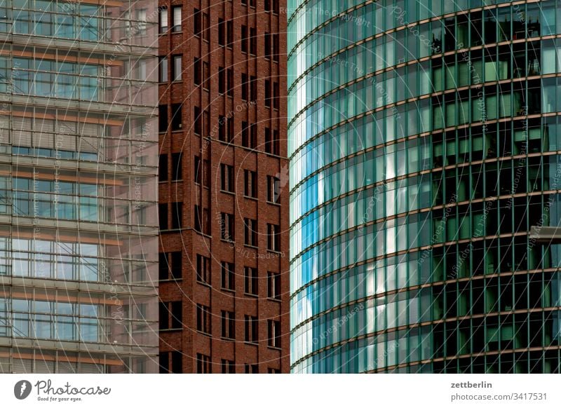 Facades at Potsdamer Platz Evening Architecture Berlin Office city Germany Twilight Worm's-eye view Capital city House (Residential Structure) Sky High-rise