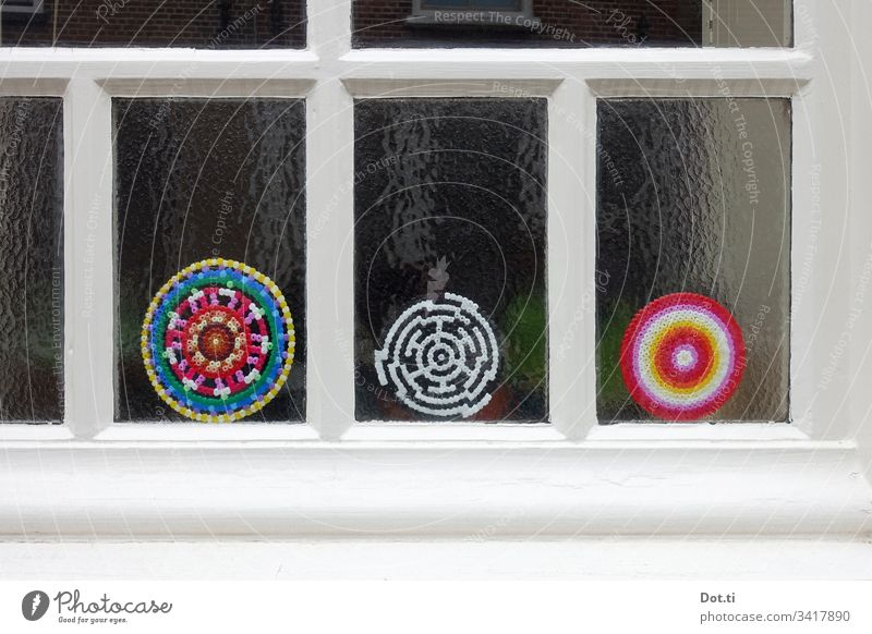 Iron-on beads window decoration Window Frosted glass variegated Handicraft Round Circle Pattern Ornament Lattice window