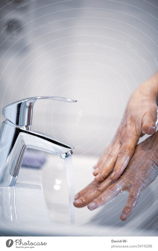 Coronavirus Wash hands with soap Wash basin coronavirus Sink Disinfection Safety Soap Protection karantäne Precuation Fear point interdiction Virus infectious
