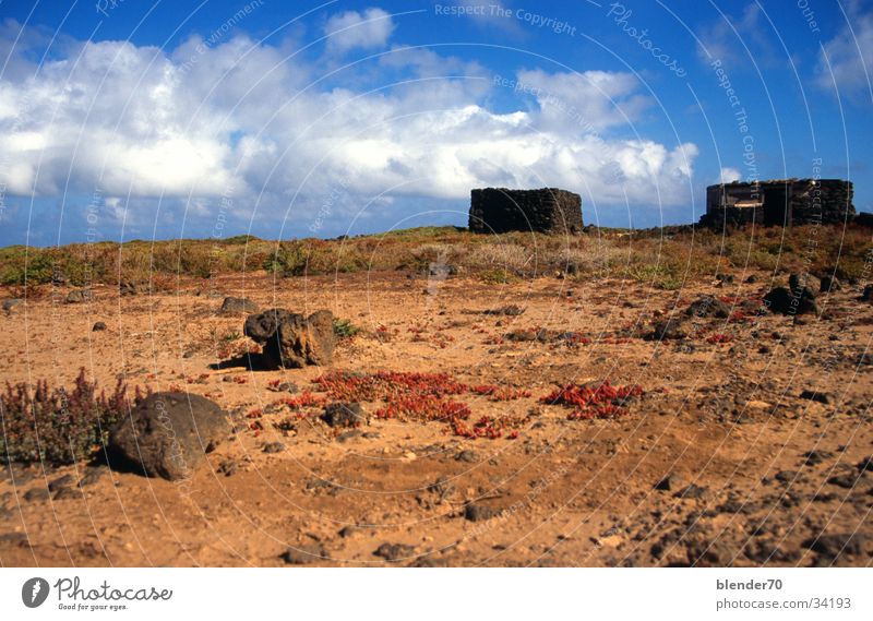 summer cottage Ruin Clouds Drought Fuerteventura Canaries Vacation & Travel stone hut Blue sky Desert
