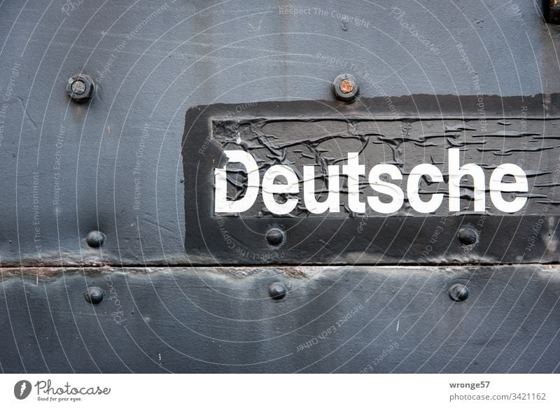 German lettering on a historical railway wagon Characters Word Letters (alphabet) White Black Colour photo Language Germans German Reichsbahn railcar Detail