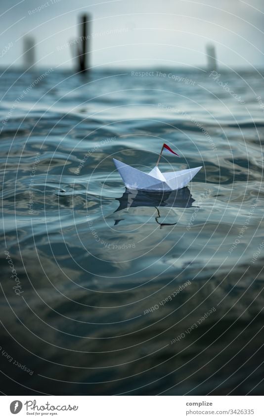 Freedom - paper ship on the sea Paper boat voyage peaceful... tranquillity Wellness relaxation vacation Peaceful Lake Water Beach Harbour +sailboat Sailing