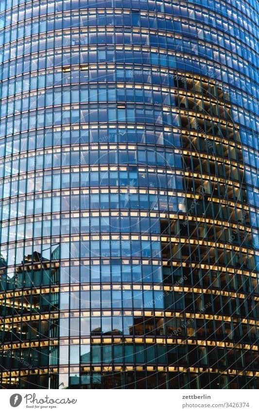 glass façade Evening Architecture Berlin Office city Germany Twilight Worm's-eye view Capital city House (Residential Structure) Sky High-rise downtown Middle