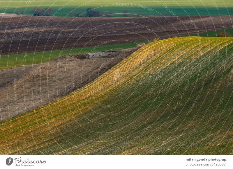 Rural landscape of Turiec region in northern Slovakia. countryside rural spring agriculture nature abstract pattern field