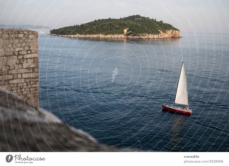 Dubrovnik Old Town Sailboat Sailing Croatia Tourism Old town Wall (barrier) Fortress Ocean Coast World heritage houses Mediterranean Island