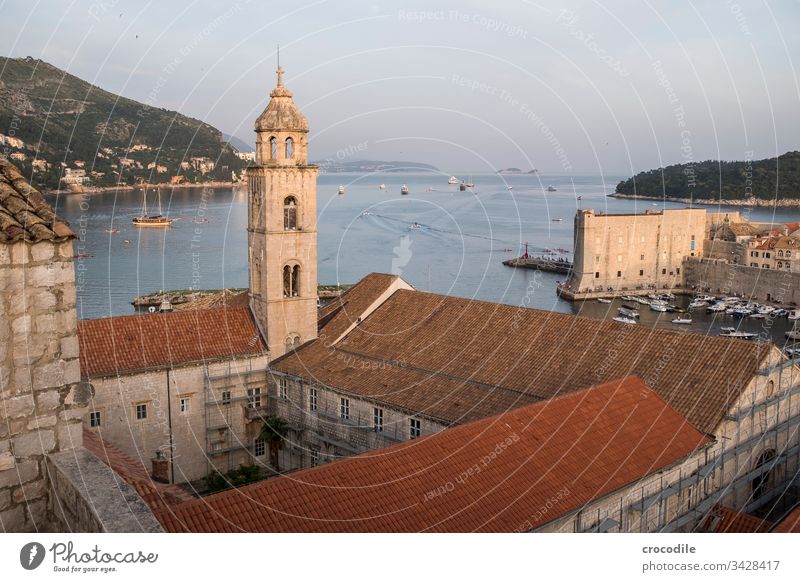 Dubrovnik Old Town Dominican Monastery Croatia Tourism Old town Wall (barrier) Fortress Basketball Ocean Coast World heritage Harbour ships Adriatic Sea