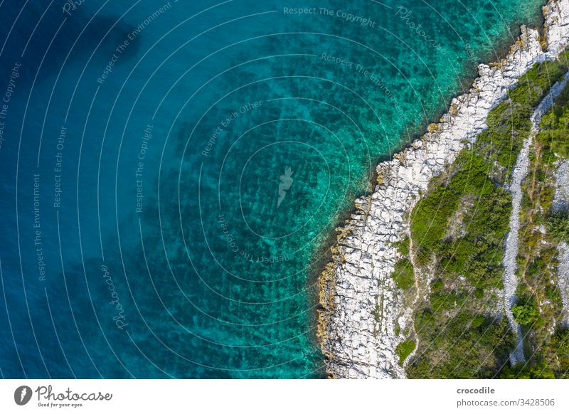 Aerial view coast Croatia Ocean seascape Water Vacation & Travel Summer Coast Beautiful Rock clear water Adriatic Sea UAV view Aerial photograph