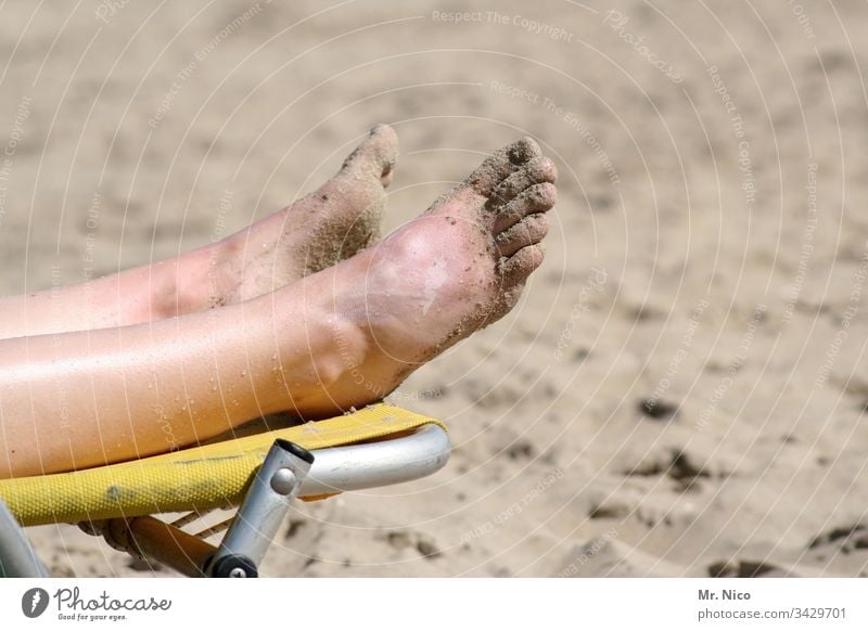 Sunbathing on the beach Summer Beach Sunburn Sand Couch Lie chill relax Vacation & Travel Relaxation Barefoot Summer vacation Contentment Tourism Well-being