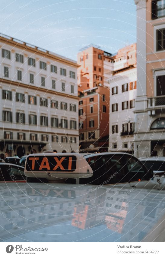 taxi builds rome sunset windows sky