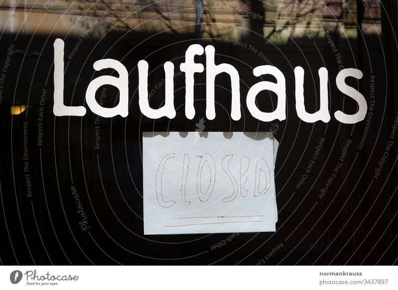 Laufhaus closed Brothel prostitution sign Clue Closed writing Word handwritten Piece of paper Exterior shot Letters (alphabet)