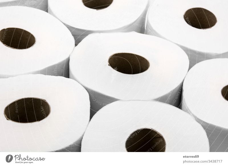 Toilet paper rolls background COVID-19 bathroom cleaner closeup concept constipation coronavirus diarrhea disease domestic empty finished full hygiene isolated