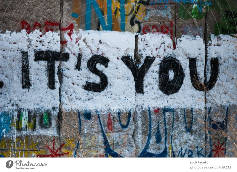 It's you written on the Berlin Wall Street art Subculture Wall (barrier) Characters Graffiti Creativity Word Fashioned Inspiration Wall (building) Detail