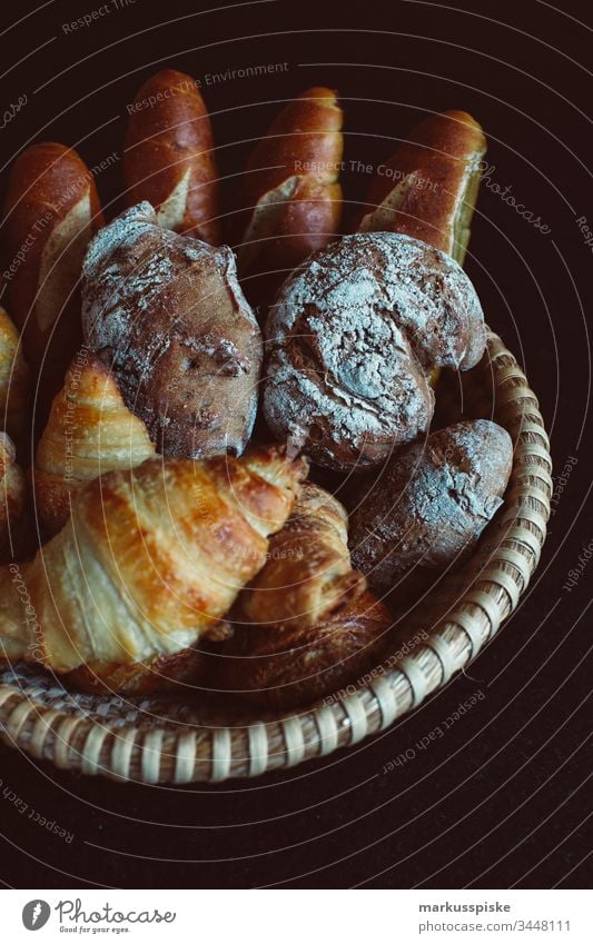 Handmade croissant, pretzel breadsticks and Vinschgau crafted stay at home biscuits Croissant Dough Breakfast Self-made Pretzel Stick Vinschgau Valley