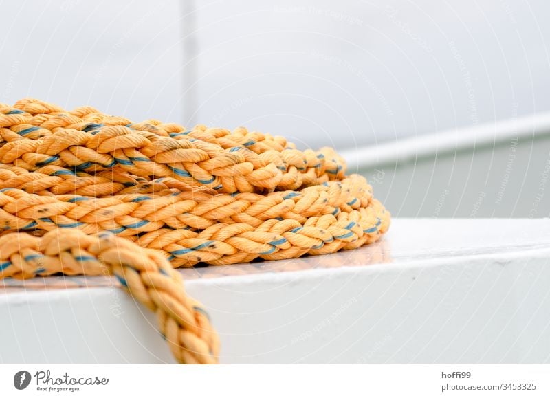 Rope on ferry Dew noose Ferry boat boat deck fix Maritime Navigation Water Close-up Fishing boat Harbour Watercraft Yacht harbour Round Bird's-eye view Jetty