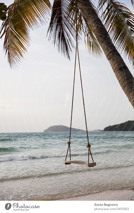 Swing on a tropical beach asia bay beautiful calm coast coastline island landscape nature outdoor outdoors palm paradise peaceful phu quoc sao scene sea
