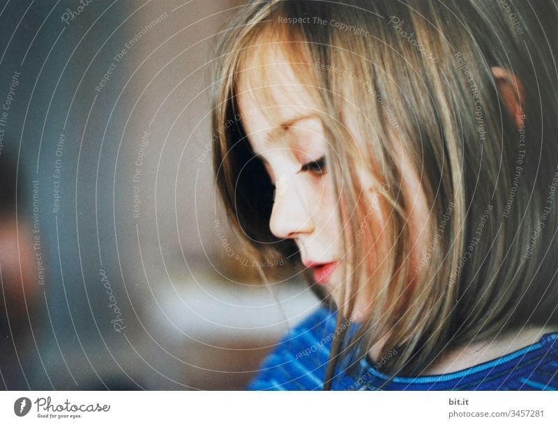 The ear peeked pertly out of her hair girl Child Side Half-profile Infancy 1 Human being portrait Face Head fantasy world Fantasy pretty Childhood memory Dream