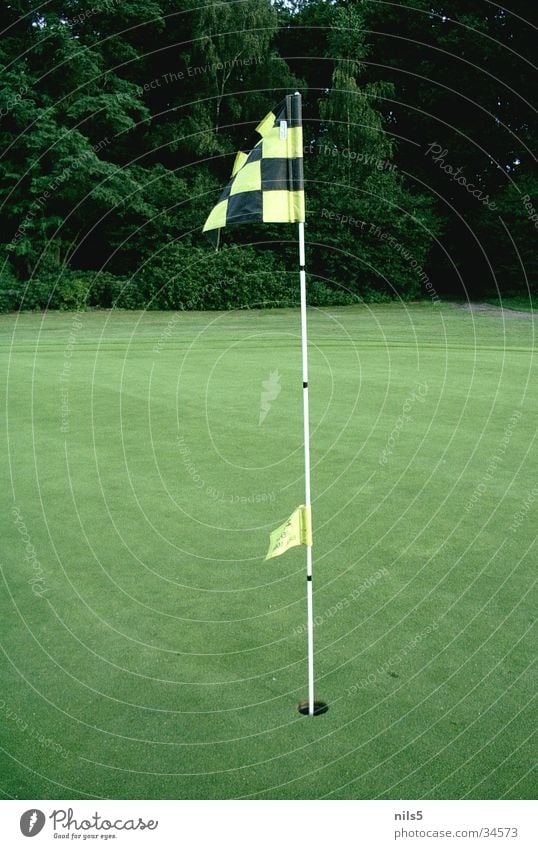 golf flag Flag Places Green Sports Target Hollow Lawn black/yellow Arrest Wind Blow