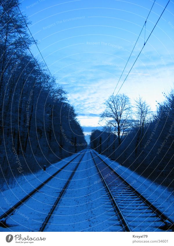 on_the_rails Railroad tracks Winter Cold Snow