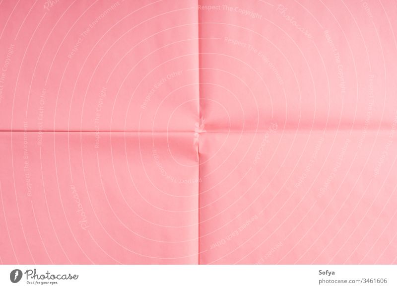 Pink paper background with crease texture pink coral wrapping geometry abstract art concept backdrop modern copy space mockup color year pastel trendy minimal
