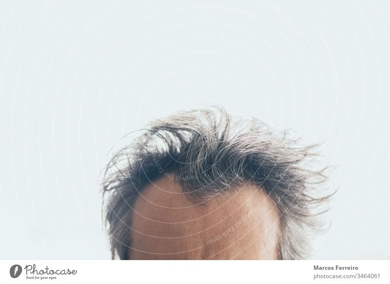 messy hair man on white background long head good morning real people isolated on white solitude naked loneliness remote sadness depression problems green eyes