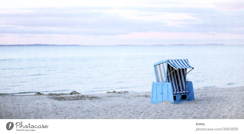It smells like... salt and fish Baltic Sea Ocean Water Beach Sand Sky Beach chair Horizon Summer Waves vacation holidays travel Relaxation Blue Pink