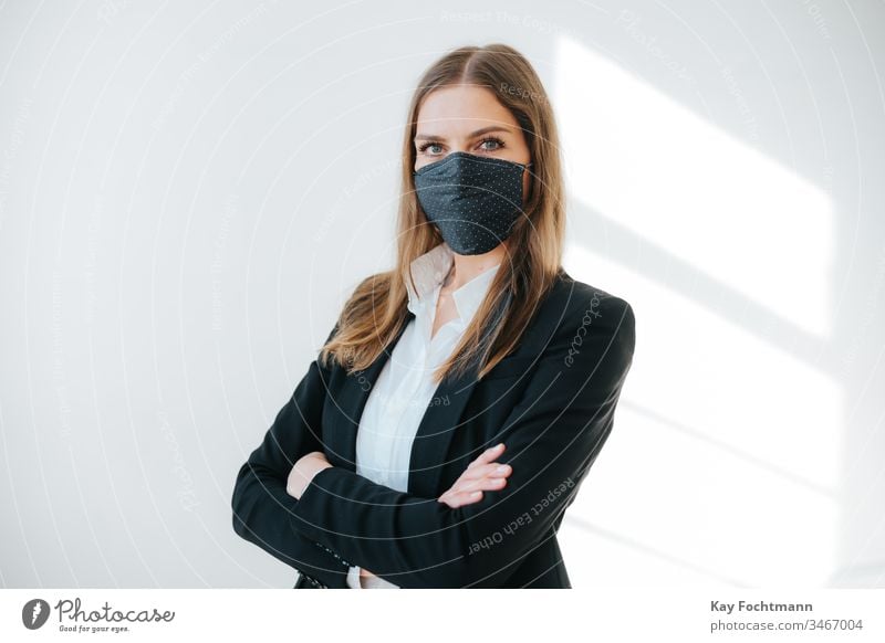 successful business woman wearing a breathing mask businesswoman coronavirus covid-19 day disease face fear female flu health illness influenza isolated