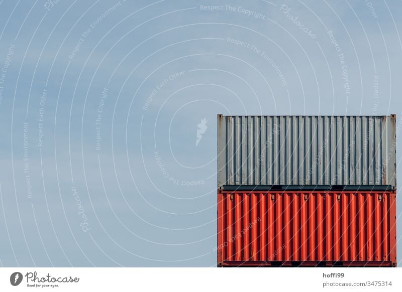 Container in red and grey on top of each other Container terminal Red red container Logistics Industry Navigation Trade Container ship Container cargo Harbour