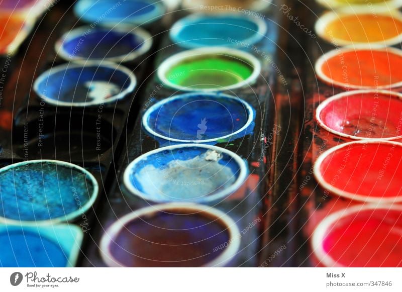variegated Leisure and hobbies Art Dirty Multicoloured Colour Paintbox Watercolor Watercolors colour palette Dye Blaze of colour Prismatic colors Blue
