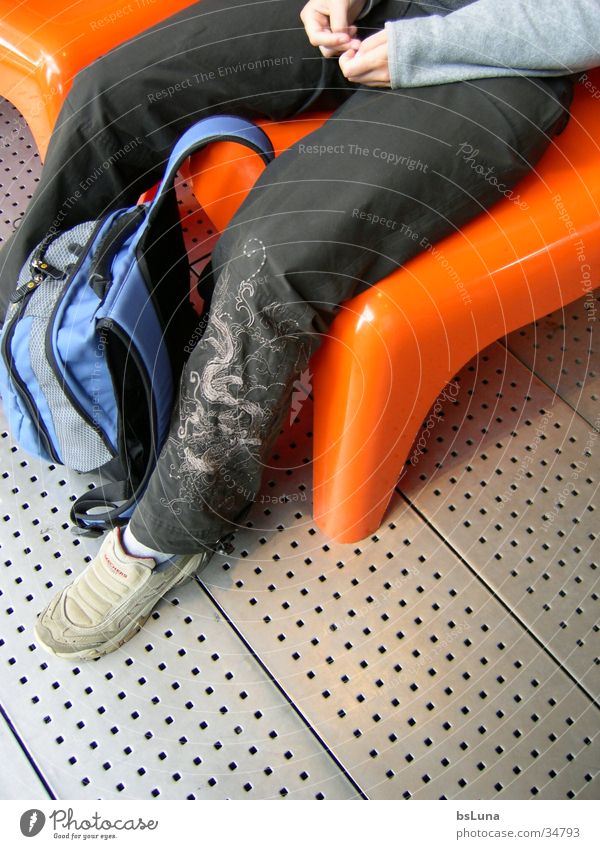Birgit in Berlin Backpack Footwear Section of image Style Human being Orange Dragon Chair Legs birgit Plastic Modern