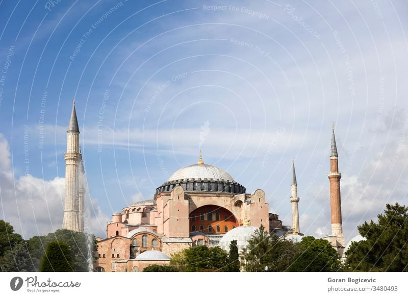 Hagia Sophia domes and minarets in the old town of Istanbul, Turkey basilica istanbul ancient architecture building culture cupola sultanahmet aya sophia hagia