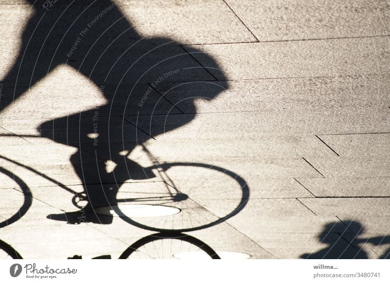 Shadow of a cyclist Cycling Human being sunny cycling Leisure and hobbies Bicycle Means of transport recreational activity Exercise in fresh air urban
