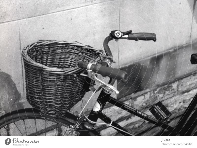 Bicycle with Basket Basketball basket Leisure and hobbies Black & white photo old cold